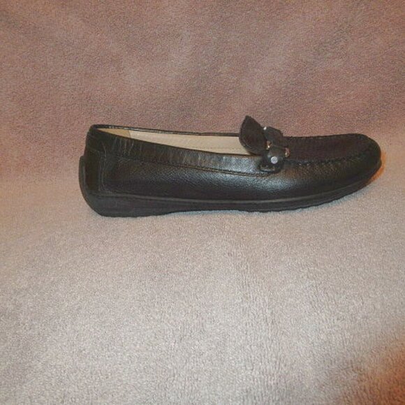 Geox Palmaria Leather Driving Loafers Size 6.5 Woven Nappa Slip On Office Flats - Picture 5 of 12